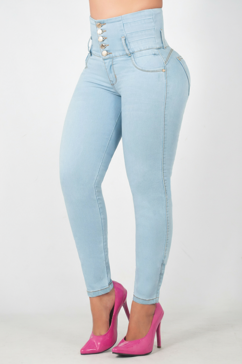 Jeans tiro alto CONTROL ABDOMEN BEBE