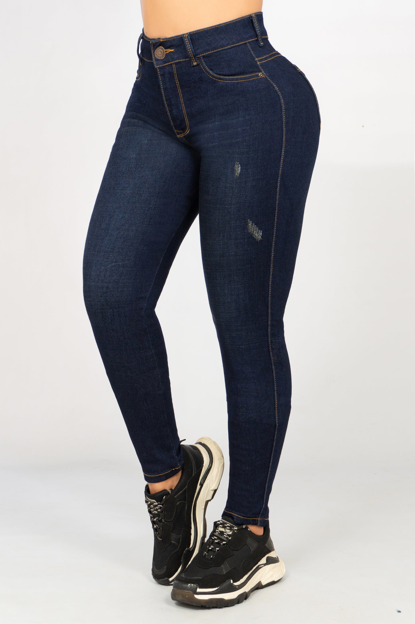 Jeans 1 Boton Levantacola Azul Oscuro