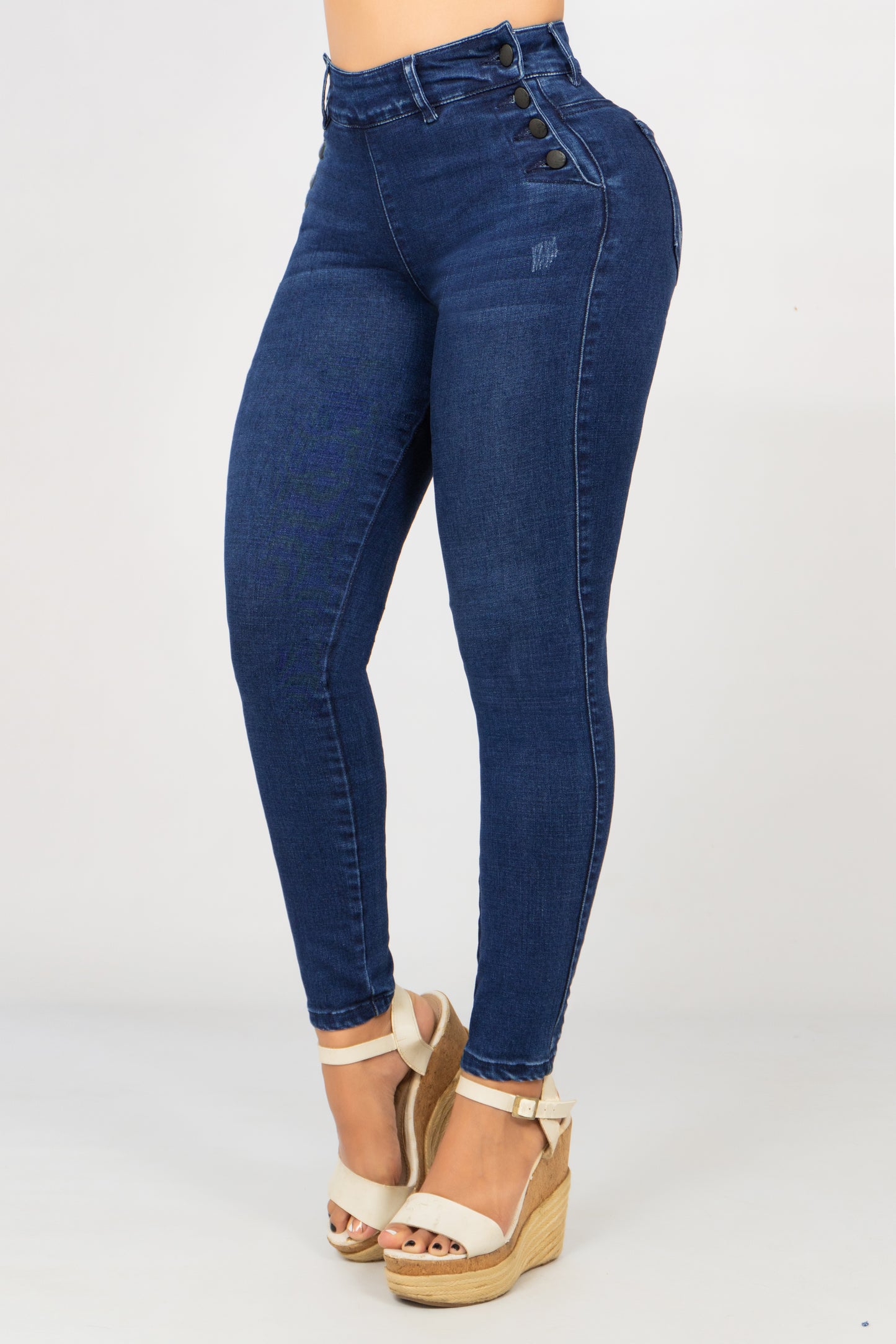 Jeans Skinny 4 Botones Laterales