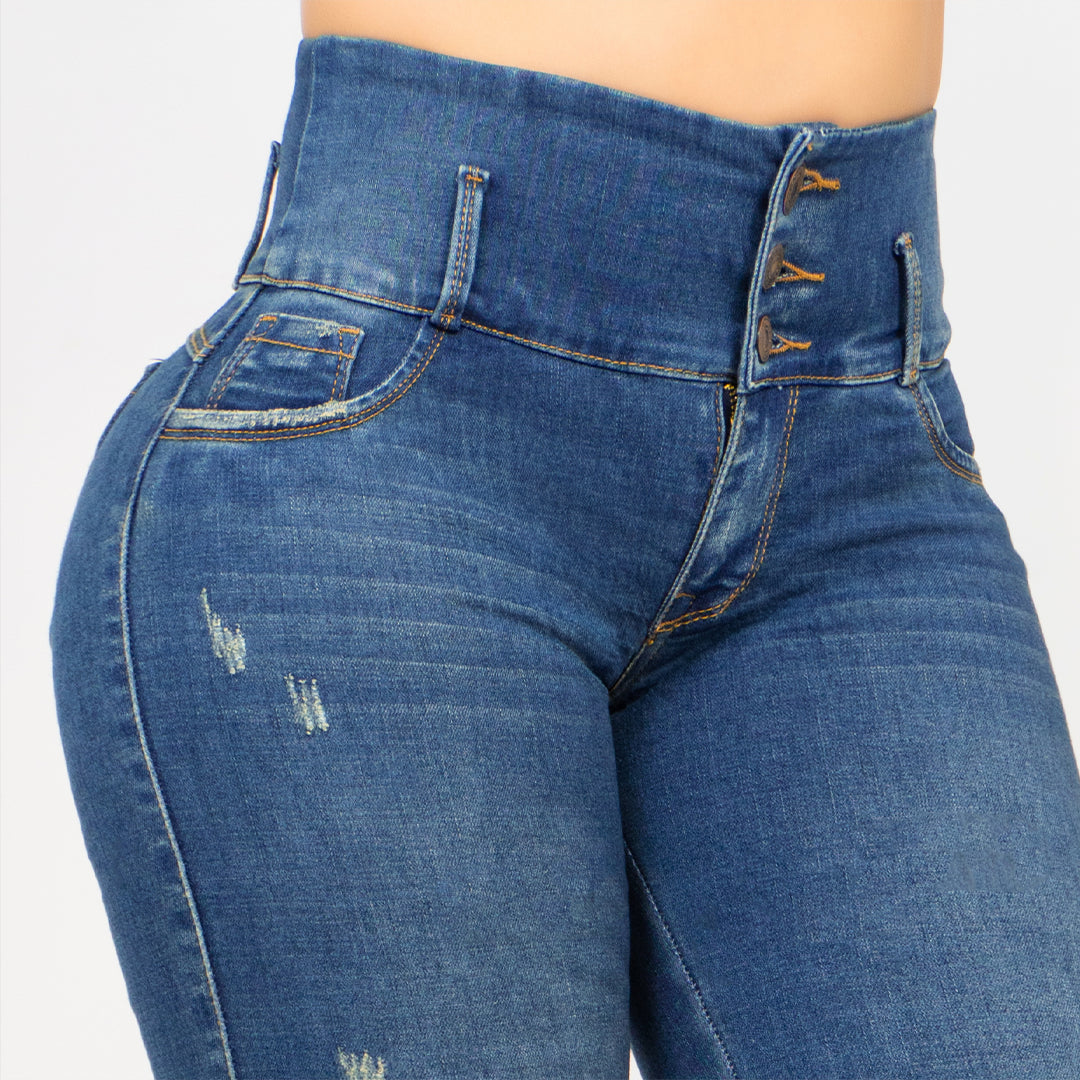 Jeans Control Abdomen Azul Vintaje