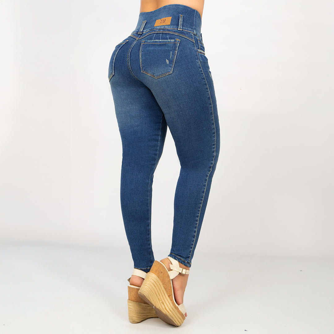 Jeans Control Abdomen Azul Vintaje