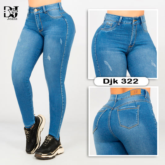 Jeans Tiro alto 1 Boton Azul Claro