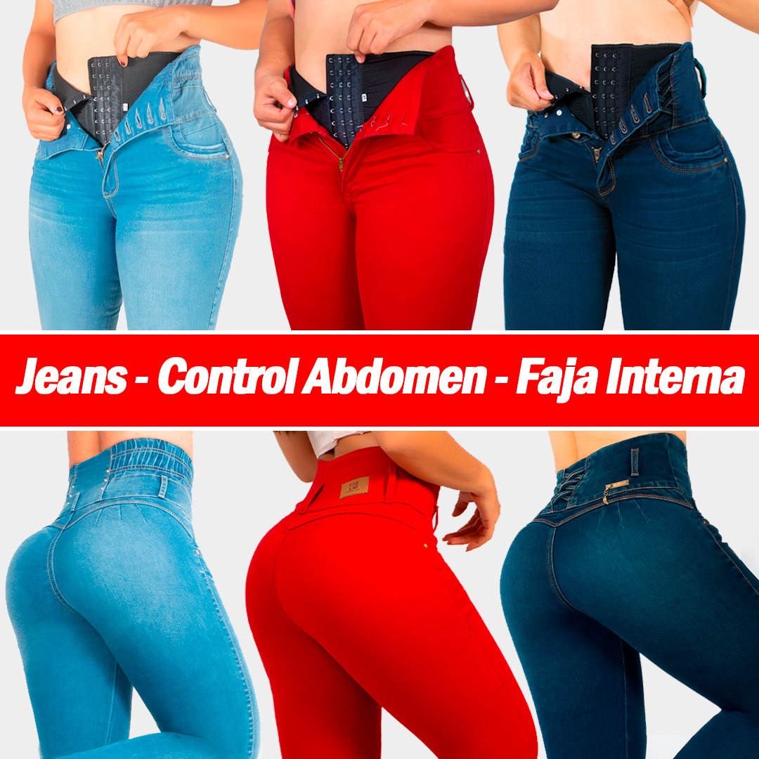 Jeans Control Abdomen Con Faja Interna