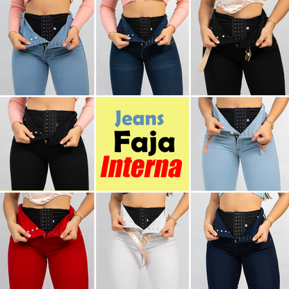 Jeans Control Abdomen Con Faja Interna