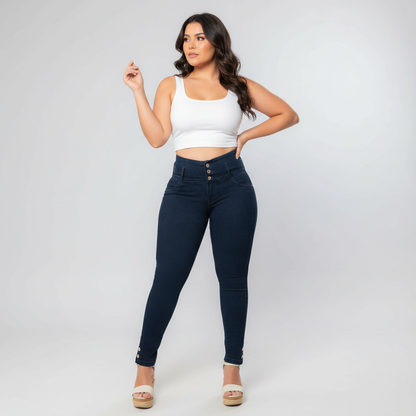 Jeans Azul Petroleo Control Abdomen