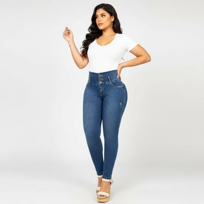 Jeans Control Abdomen Azul Vintaje