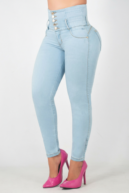 Jeans tiro alto CONTROL ABDOMEN BEBE