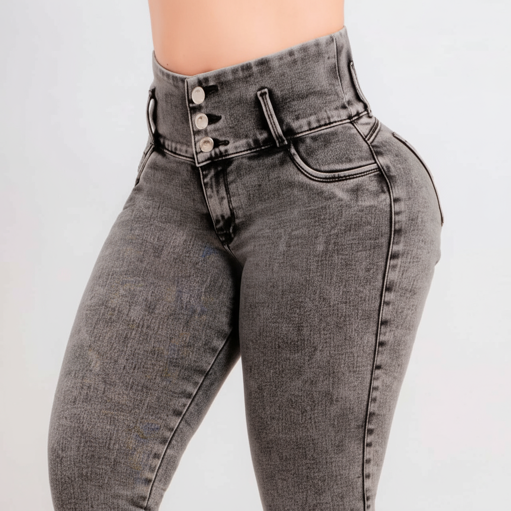 Jeans Gris Humo 3 Botones