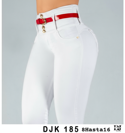 Jeans Blanco 4 Botones Bolsillos traseros