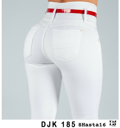 Jeans Blanco 4 Botones Bolsillos traseros