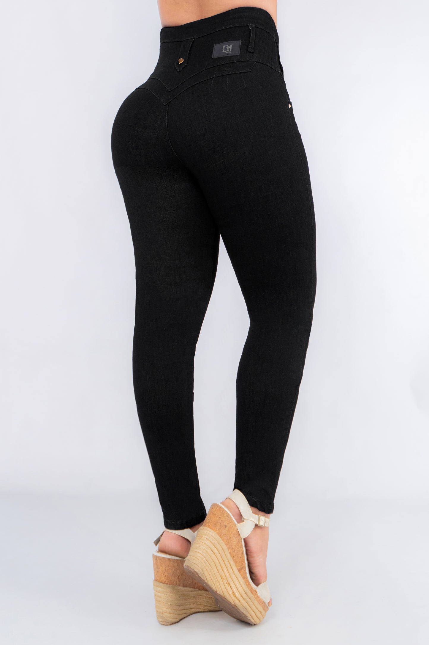 Jeans Negro Control Abdomen 4 Botones