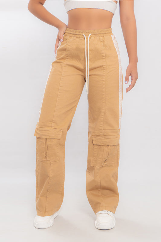Jeans Tipo Cargo Deportivo beige