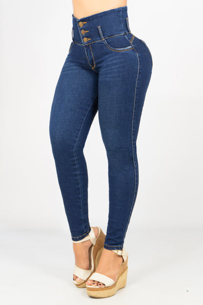 Pack x3 Jeans Control Abdomen Azul Claro, Medio y Oscuro