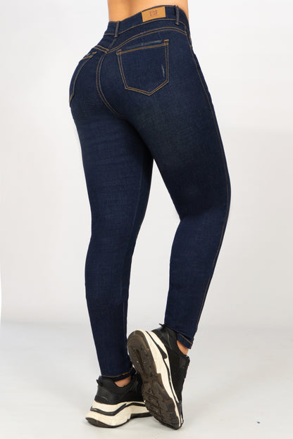 Jeans 1 Boton Levantacola Azul Oscuro