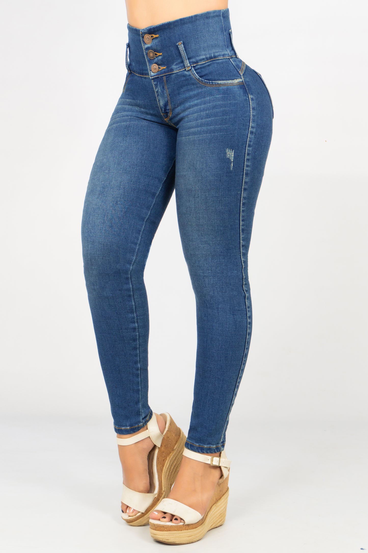 Pack x3 Jeans Control Abdomen Azul Claro, Medio y Oscuro