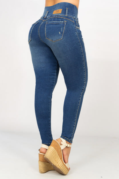 Pack x3 Jeans Control Abdomen Azul Claro, Medio y Oscuro
