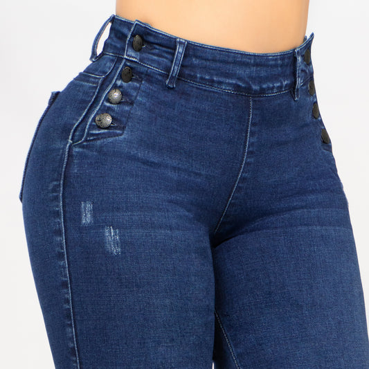Jeans Skinny 4 Botones Laterales