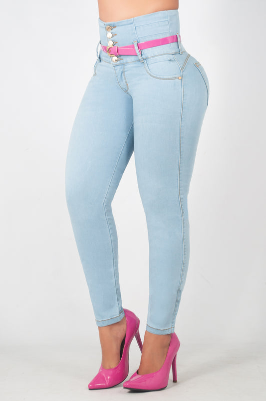 Jeans tiro alto CONTROL ABDOMEN BEBE