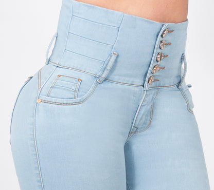 Jeans tiro alto CONTROL ABDOMEN BEBE