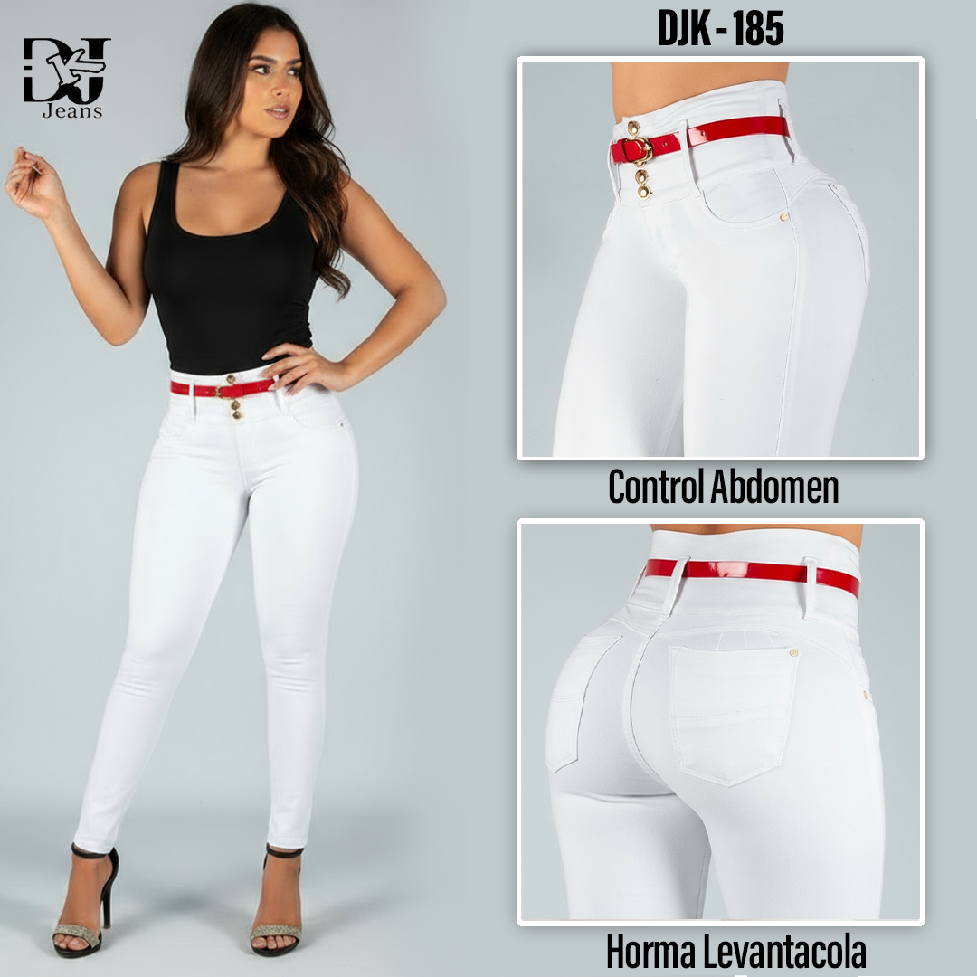 Jeans Blanco 4 Botones Bolsillos traseros