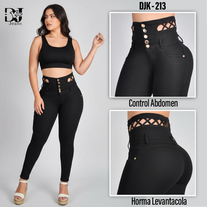 Jeans Negro Trenzas Tejidas