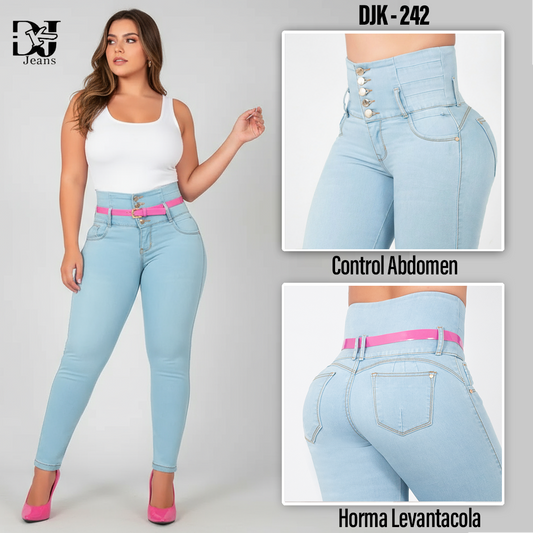 Jeans tiro alto CONTROL ABDOMEN BEBE