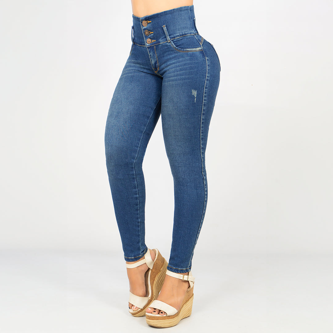Jeans Control Abdomen Azul Vintaje