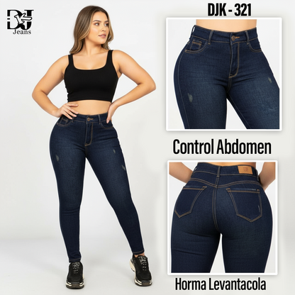 Jeans 1 Boton Levantacola Azul Oscuro