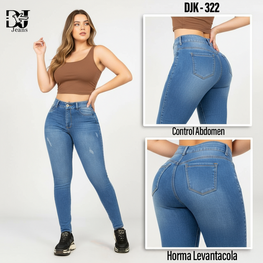 Jeans Tiro alto 1 Boton Azul Claro