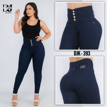 Jeans 4 Botones Control Abdomen Azul Petroleo