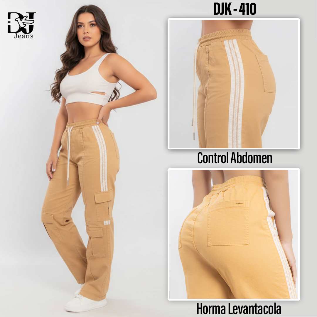 Jeans Tipo Cargo Deportivo beige