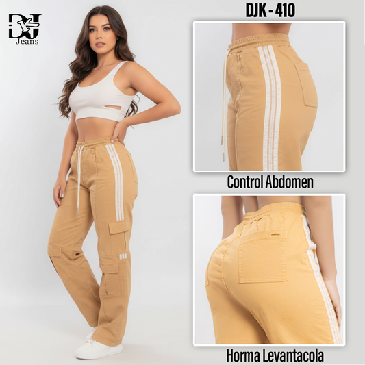 Jeans Tipo Cargo Deportivo beige