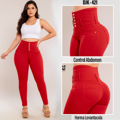 Jeans Control Abdomen FAJA Rojo 5 Botones