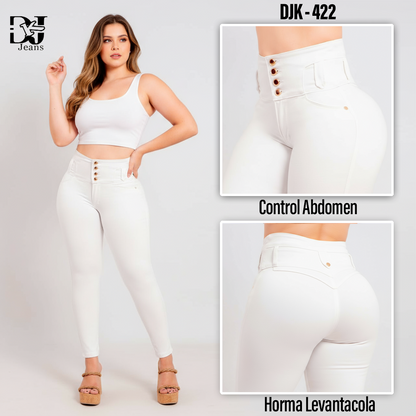 Jeans 4 Botones Blanco Control Abdomen
