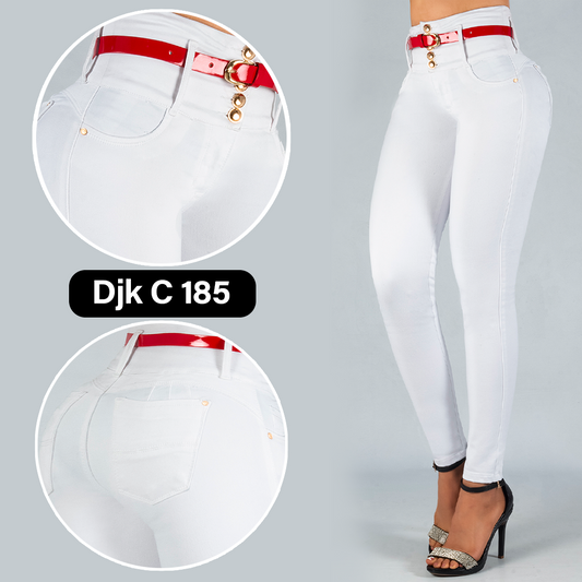 Jeans Blanco 4 Botones Bolsillos traseros