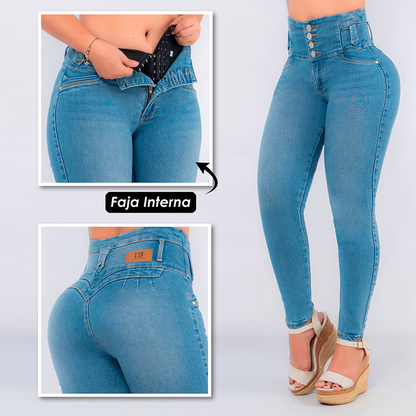 Jeans Control Abdomen Con Faja Interna