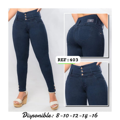 Pack 3 Jeans Control Abdomen Azul Agua, Medio y Oscuro