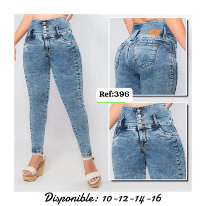 Pack 3 Jeans Control Abdomen Azul Agua, Medio y Oscuro