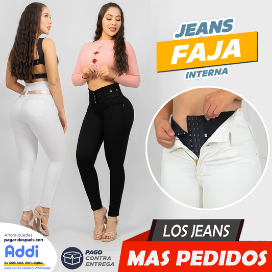 Jeans Control Abdomen Con Faja Interna