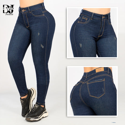 Jeans 1 Boton Levantacola Azul Oscuro