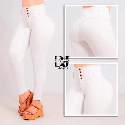Jeans 4 Botones Blanco Control Abdomen