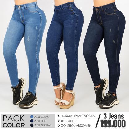 Pack x3 Jeans Skinny Tiro Alto – Horma Levanta Cola
