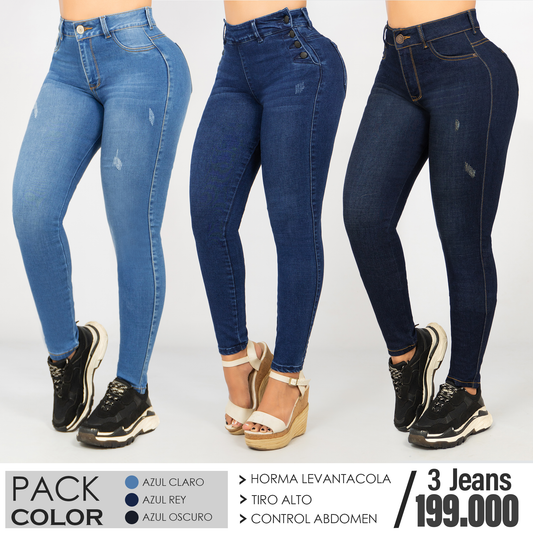 Pack x3 Jeans Skinny Tiro Alto – Horma Levanta Cola