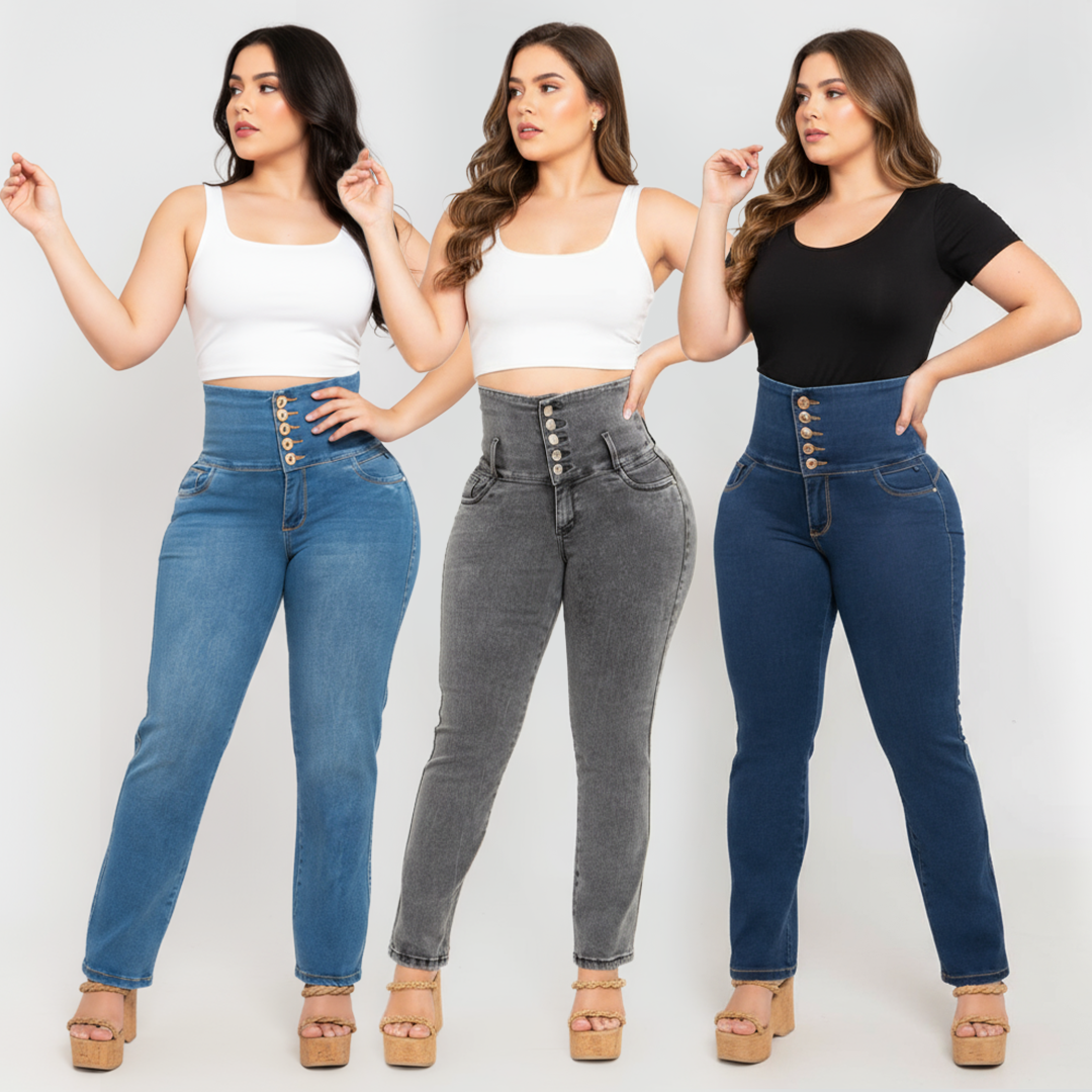 Pack x3 Jeans Dama Tiro Alto