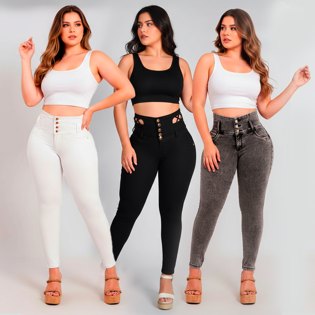 Pack x3 Jeans Dama Tiro Alto